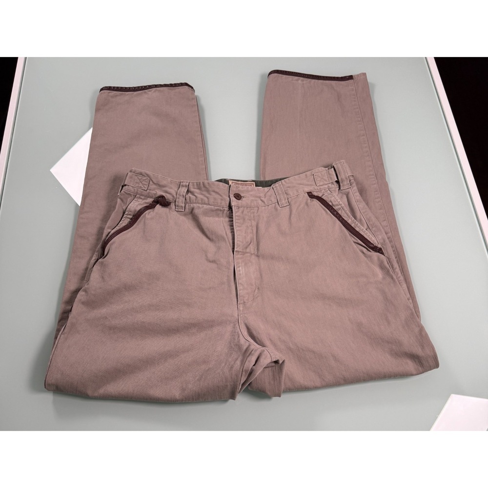 Cabela's Outfitter Series Pants Men's Beige w/Leather Accents DadCore -36x32